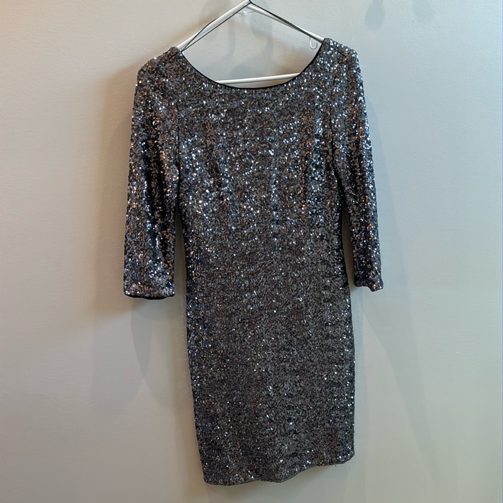 Silver Sequin Mini Dress